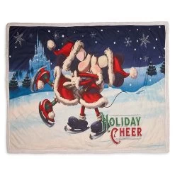 Disney Woven Tapestry Throw Blanket - Santa Mickey And Minnie - Holiday Cheer