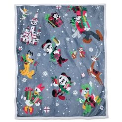 Disney Deluxe Reversible Throw Blanket - Santa Mickey And Friends