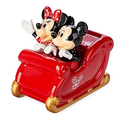 Disney Salt And Pepper Shaker Set - Mickey And Minnie Mouse Holiday Sleigh - Image 2
