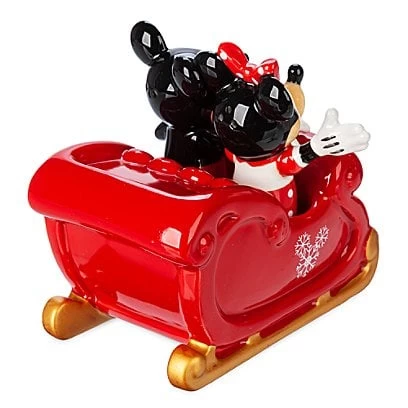 Disney Salt And Pepper Shaker Set - Mickey And Minnie Mouse Holiday Sleigh - Image 4