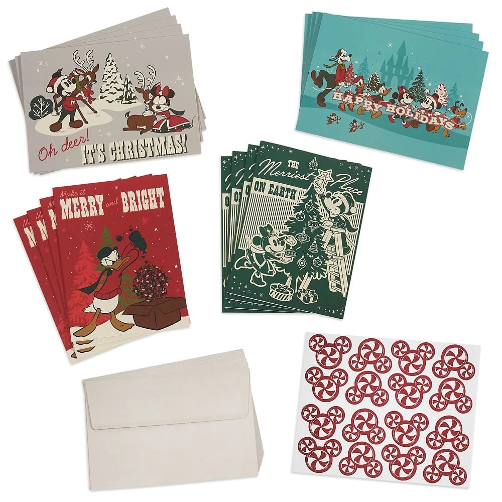Disney Greeting Cards - Vintage Christmas Mickey And Friends
