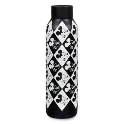 Disney Stainless Steel Water Bottle - Mickey Mouse - Black And White Grid