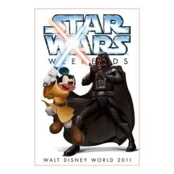 Disney Woven Tapestry Throw Blanket - Star Wars Weekends 2011 Logo - Jedi Mickey Fighting Darth Vader